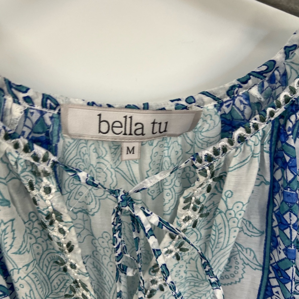 Bella tu blue and white peasant blouse - Picture 9 of 11